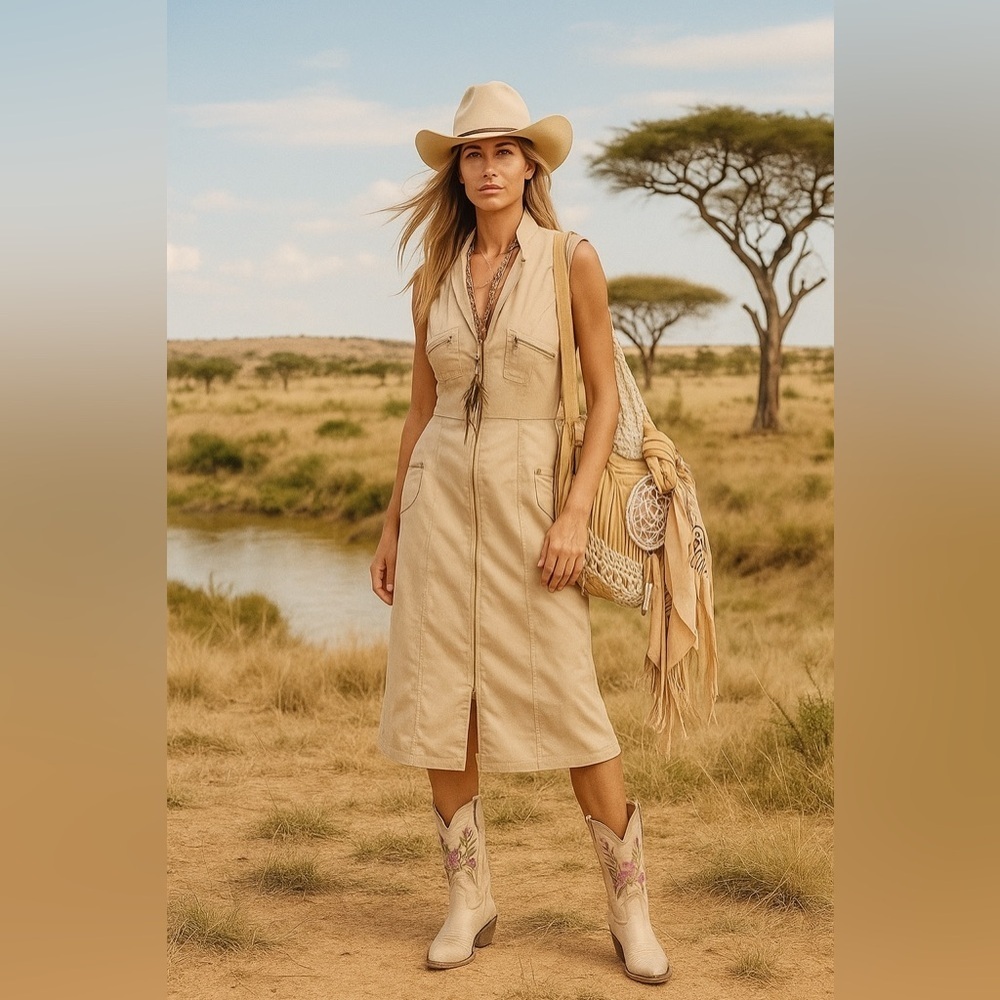 Trendy Safari VERSACE Versus collection dress/long vest vintage YTK  RETRO vibe